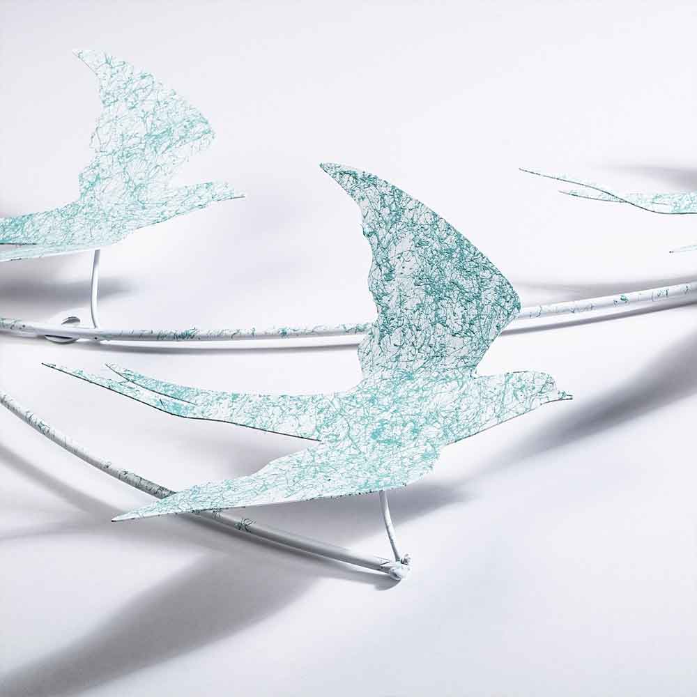 Parklane Metal Flying Bird Wall Art in Teal and White