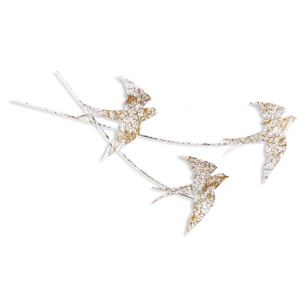 Parklane Metal Flying Bird Wall Art in White and Gold