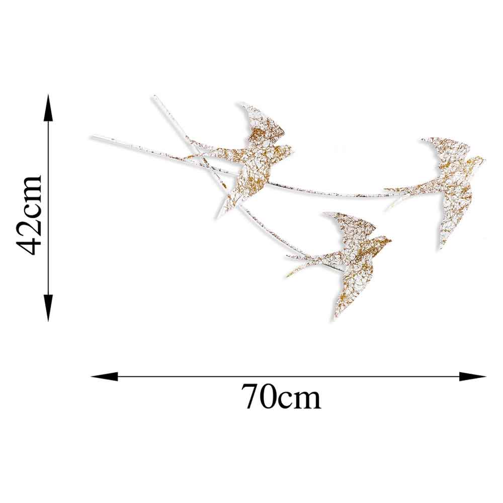 Parklane Metal Flying Bird Wall Art in White and Gold