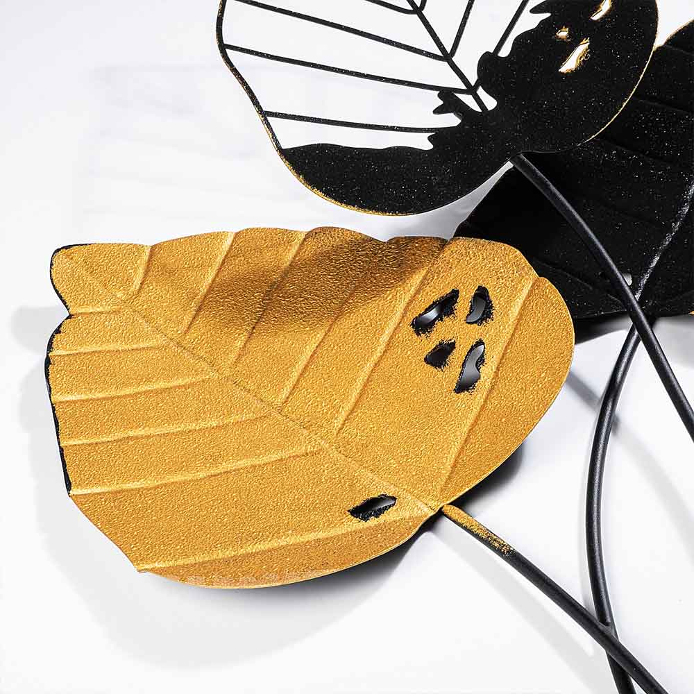 Parklane Metal Gilded Leaf Wall Art in Black and Gold