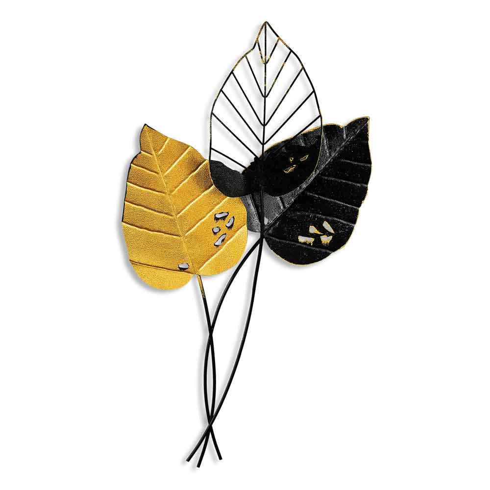 Parklane Metal Gilded Leaf Wall Art in Black and Gold