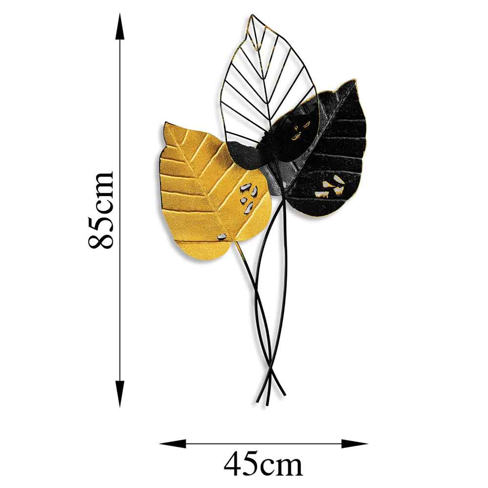 Parklane Metal Gilded Leaf Wall Art in Black and Gold