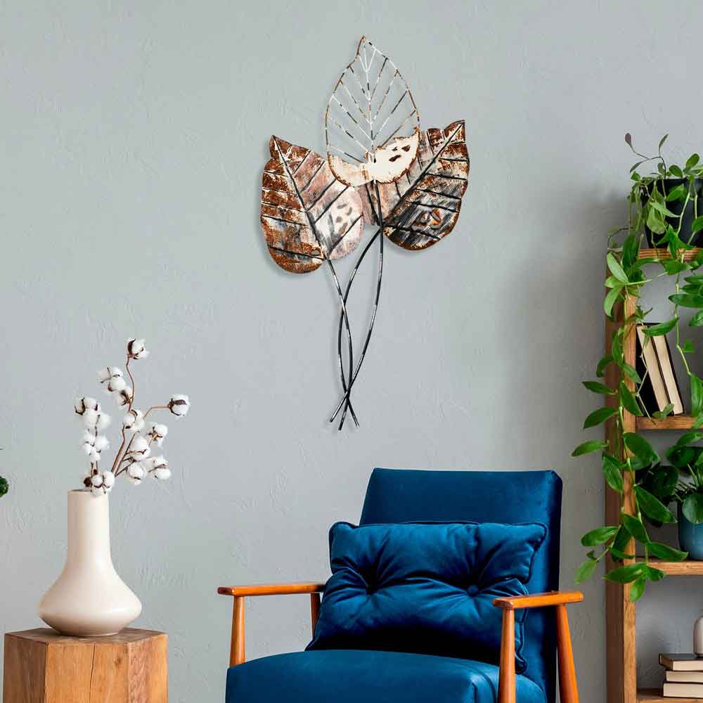 Parklane Metal Gilded Leaf Wall Art in Brown and Black