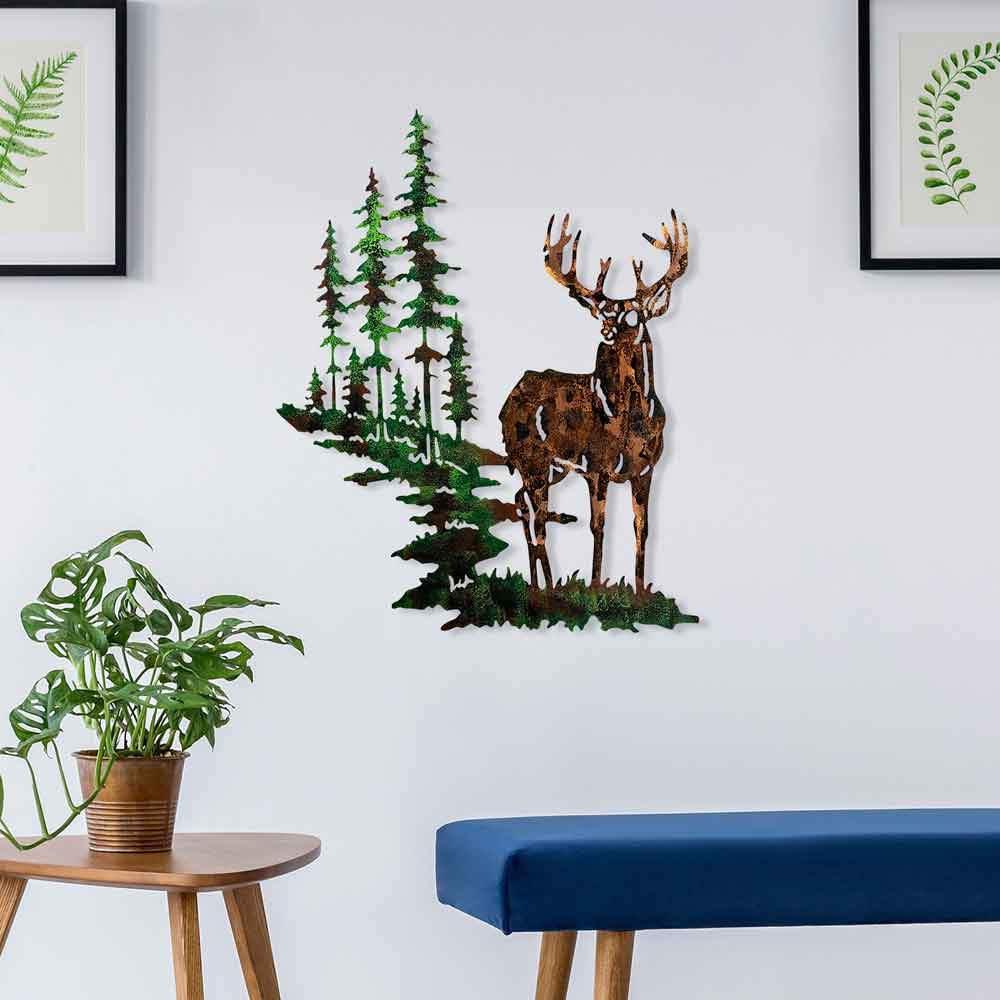 Parklane Metal Grand Bucks Wall Art in Brown and Green