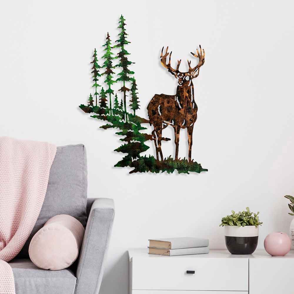 Parklane Metal Grand Bucks Wall Art in Brown and Green