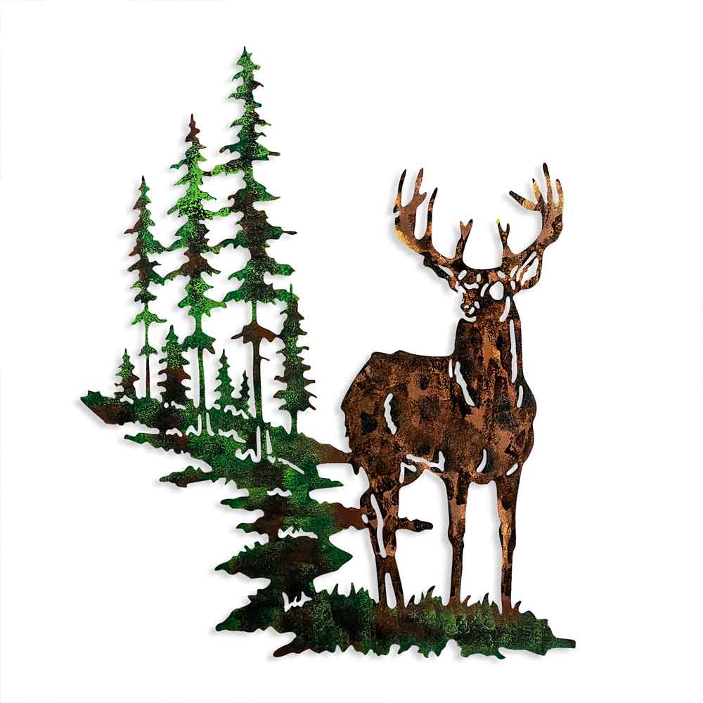 Parklane Metal Grand Bucks Wall Art in Brown and Green