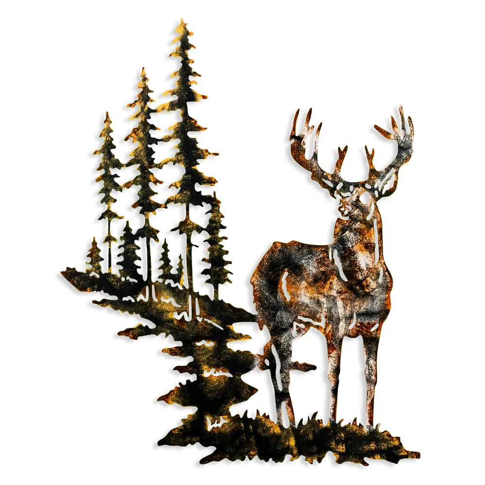 Parklane Metal Grand Bucks Wall Art in Brown and Yellow