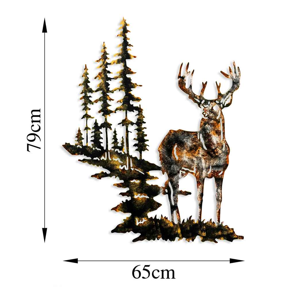 Parklane Metal Grand Bucks Wall Art in Brown and Yellow