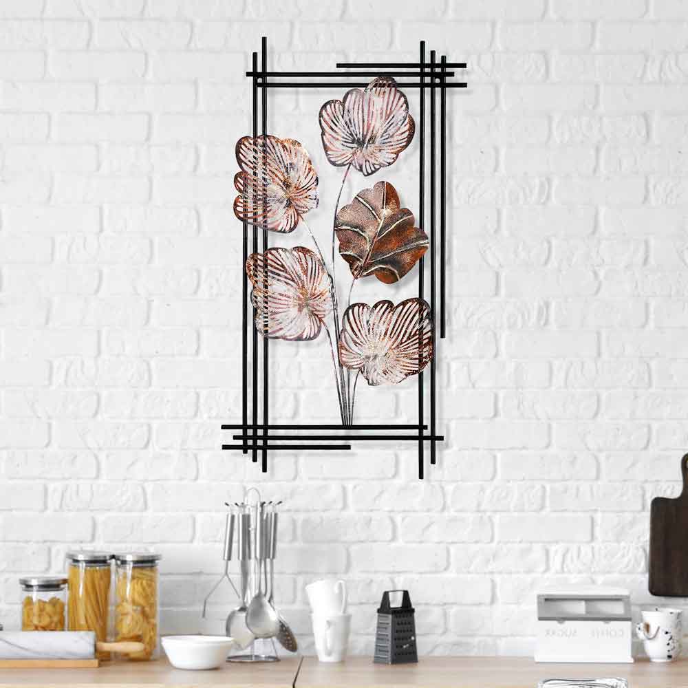 Parklane Metal Linear Leaf Wall Art in Brown and Black