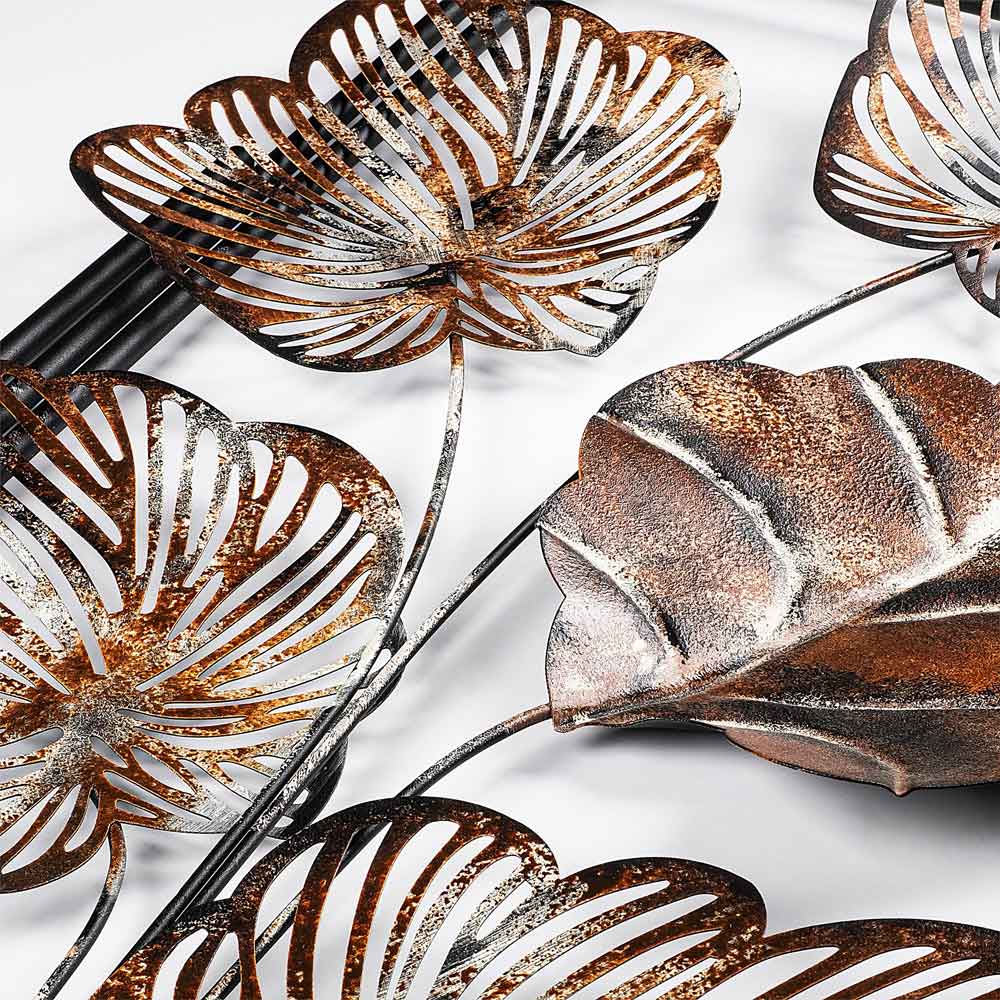 Parklane Metal Linear Leaf Wall Art in Brown and Black