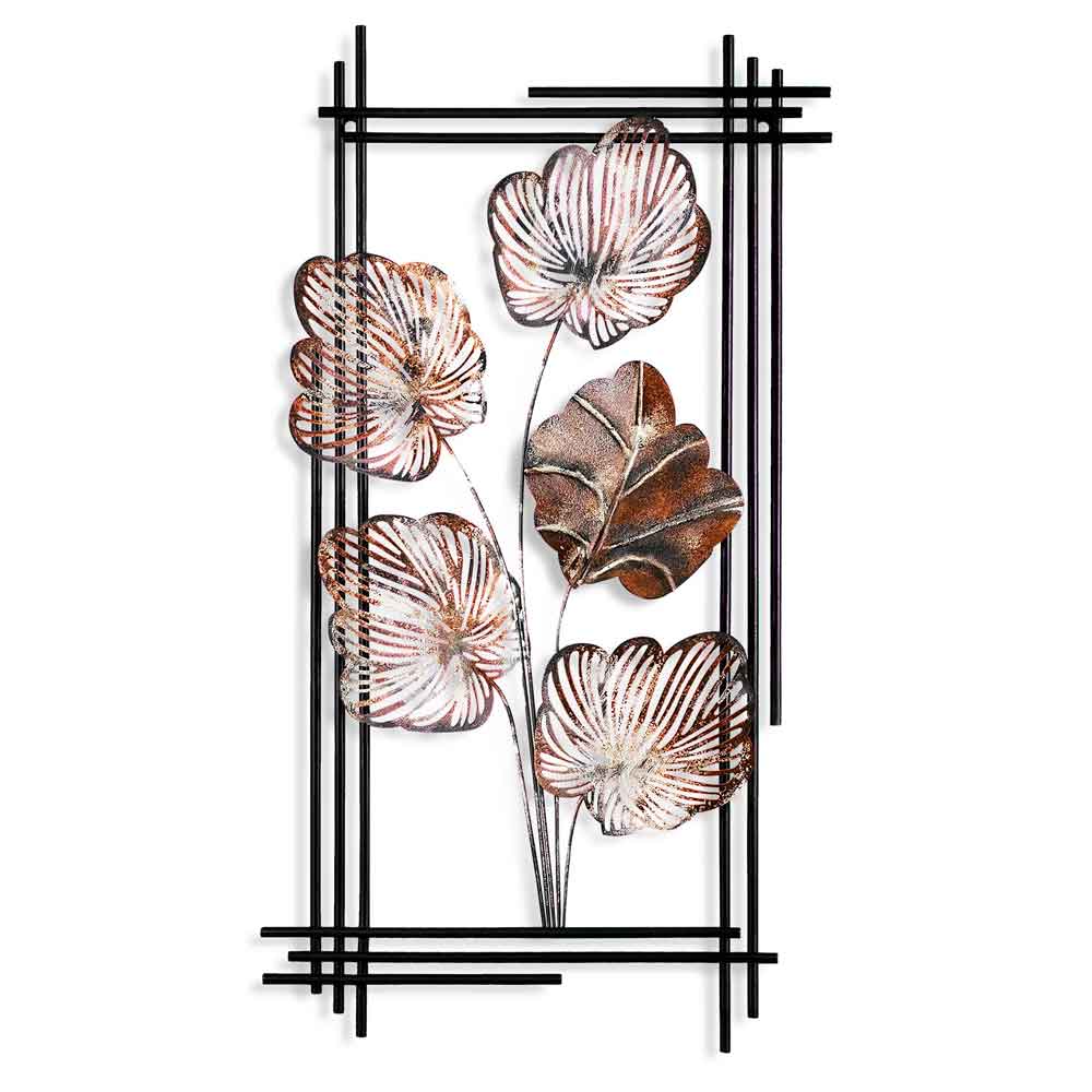 Parklane Metal Linear Leaf Wall Art in Brown and Black