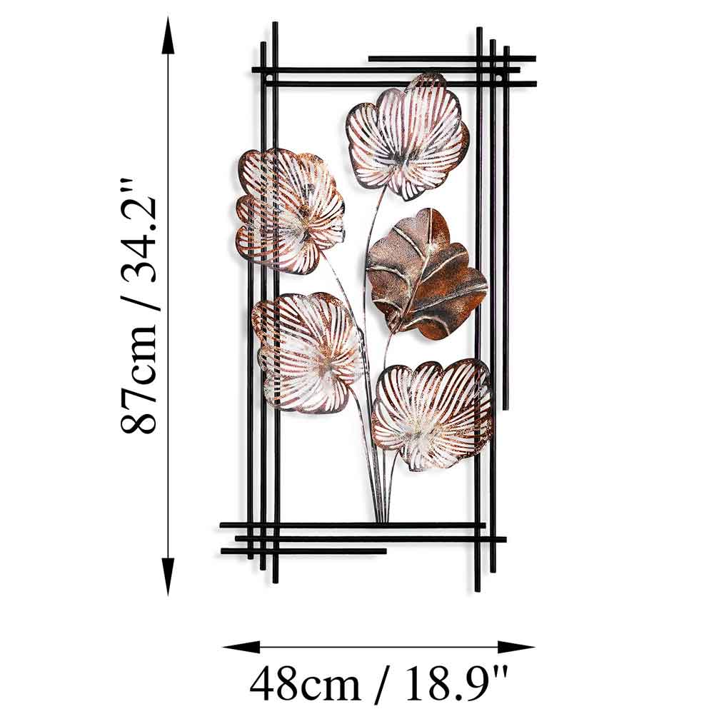 Parklane Metal Linear Leaf Wall Art in Brown and Black