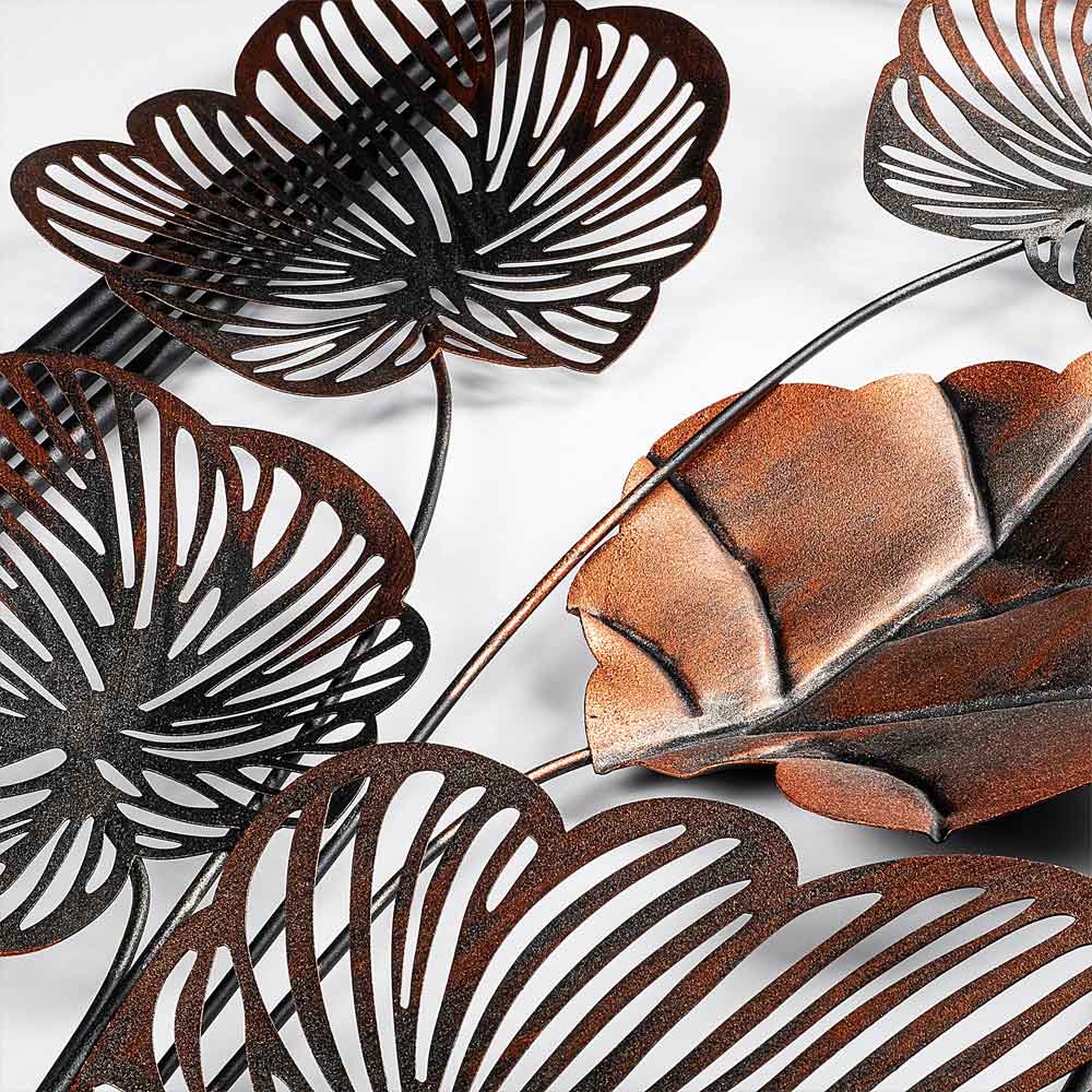 Parklane Metal Linear Leaf Wall Art in Copper and Black