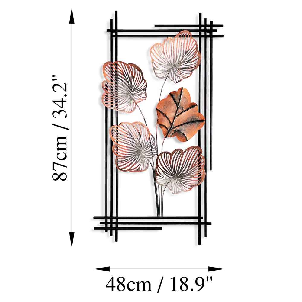 Parklane Metal Linear Leaf Wall Art in Copper and Black