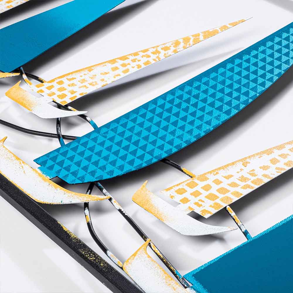 Parklane Metal Sails in Silhouette Wall Art in Skyblue and Yellow