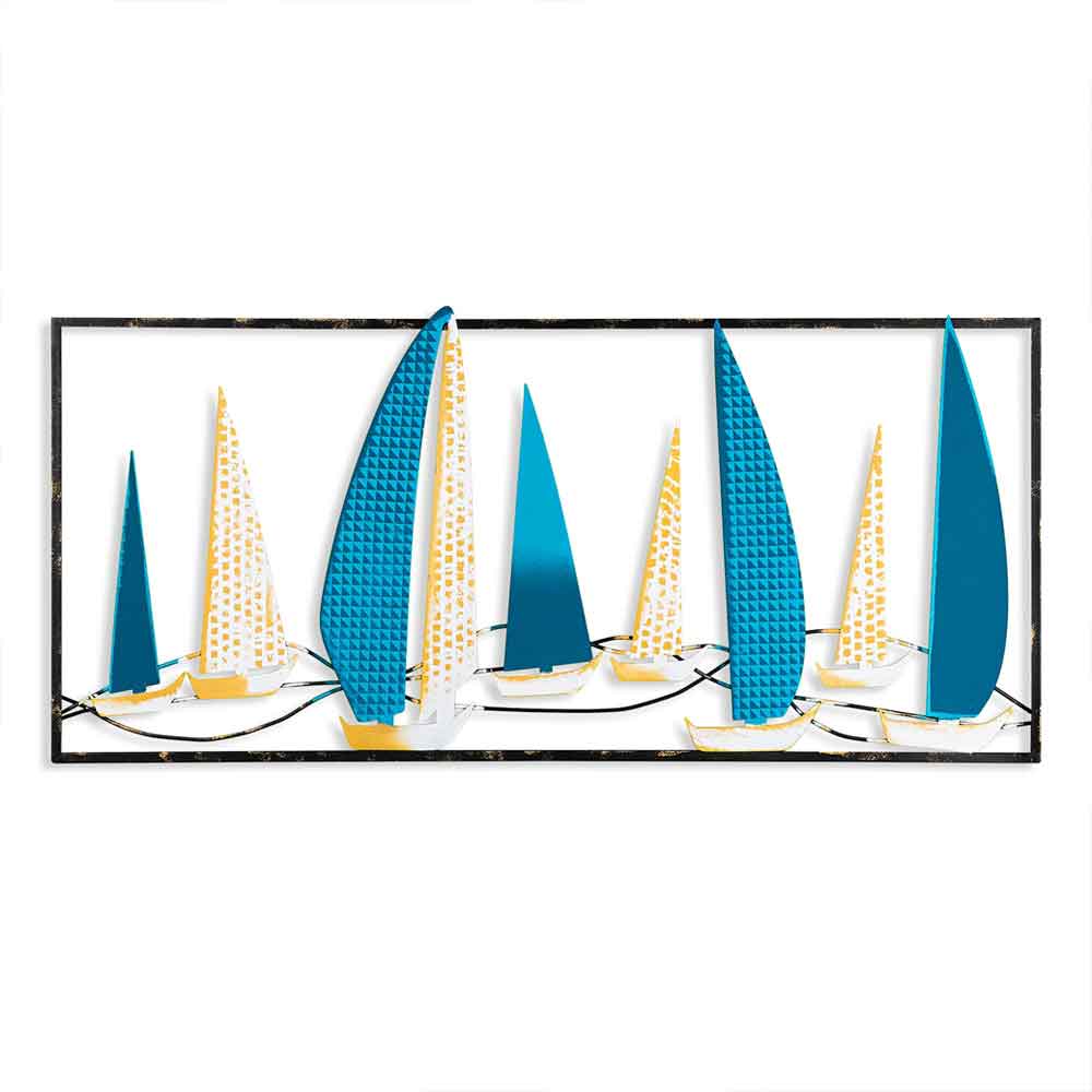 Parklane Metal Sails in Silhouette Wall Art in Skyblue and Yellow