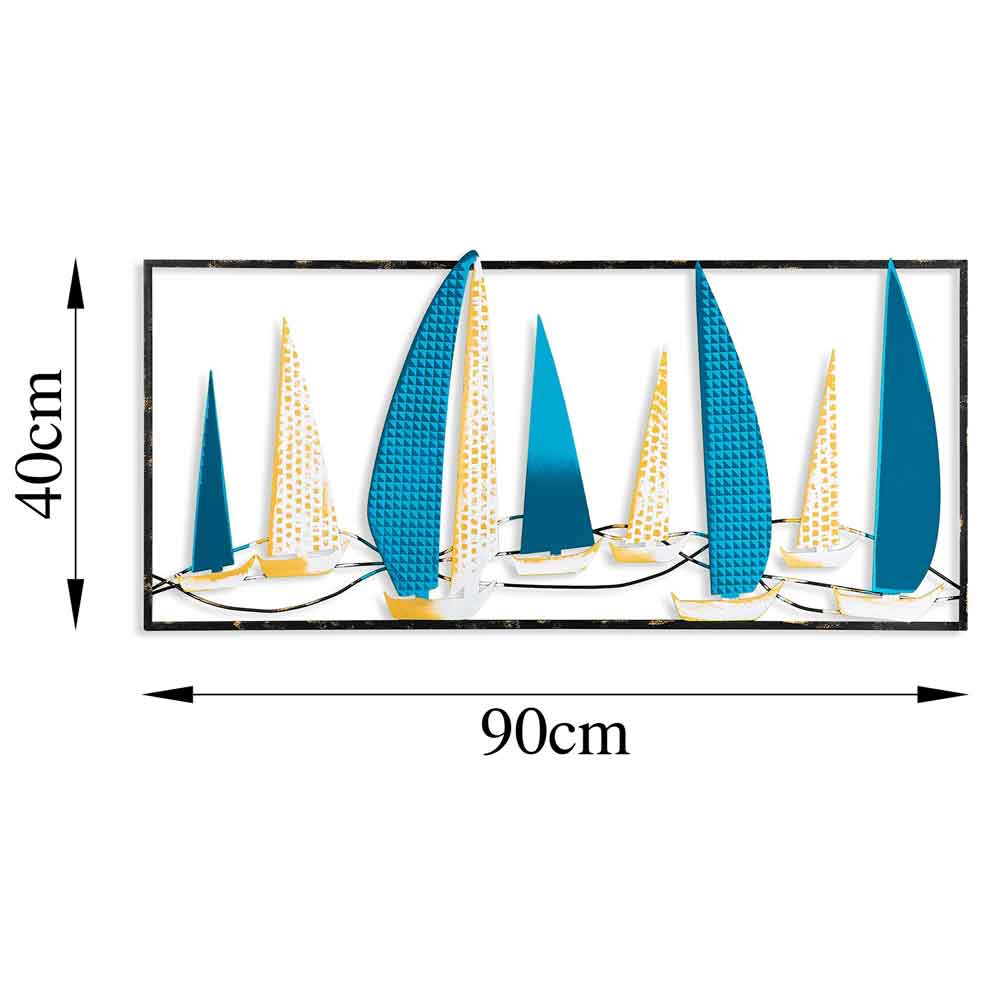 Parklane Metal Sails in Silhouette Wall Art in Skyblue and Yellow