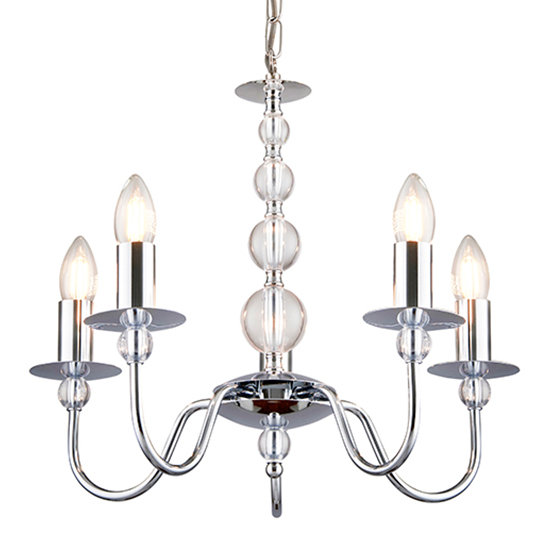 Parkstone 5 Lights Clear Glass Ceiling Pendant Light In Chrome