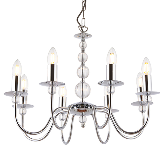 Product photograph of Parkstone 8 Lights Clear Glass Ceiling Pendant Light In Chrome from Furniture in Fashion
