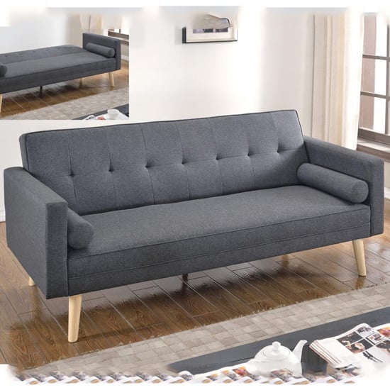 Read more about Parlan linen fabric sofa bed in dark grey