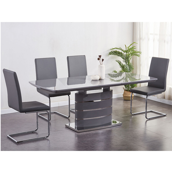 Parley Extending High Gloss Dining Table In Grey_5