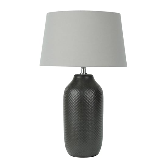 Parma Grey Linen Shade Table Lamp With Black Ceramic Base