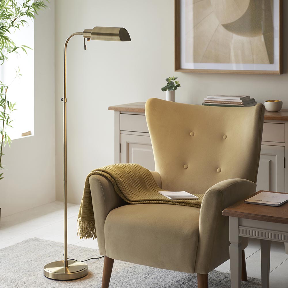 Parma Metal Floor Light In Antique Brass