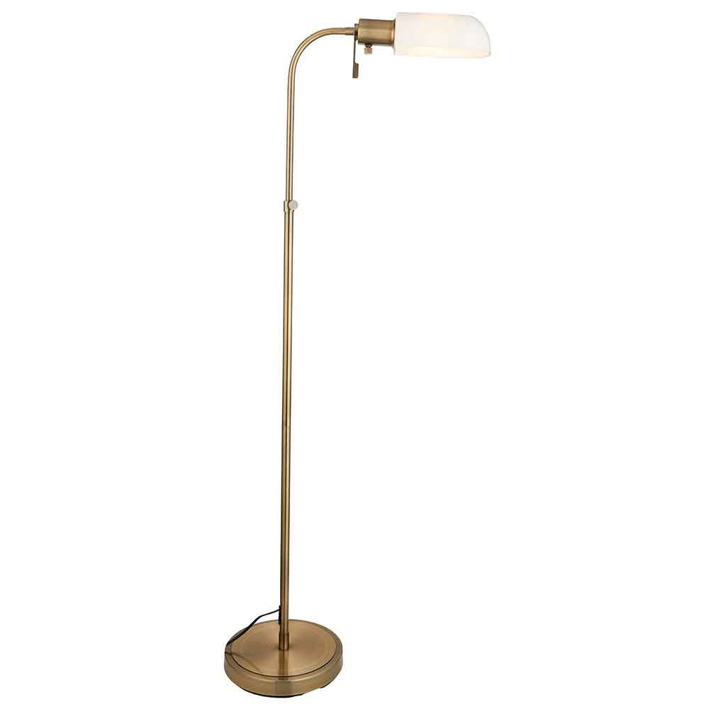 Parma Opal Glass Floor Light In Antique Brass