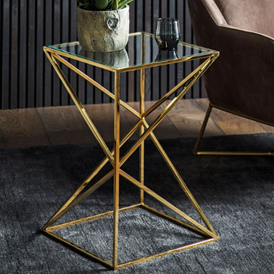 Read more about Parmost small clear glass side table with gold metal frame