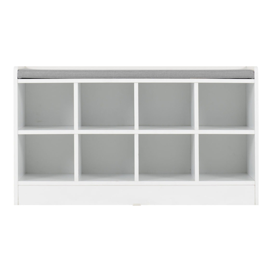 Parnu Shoe Storage Bench In White With Steel Fabric Seat