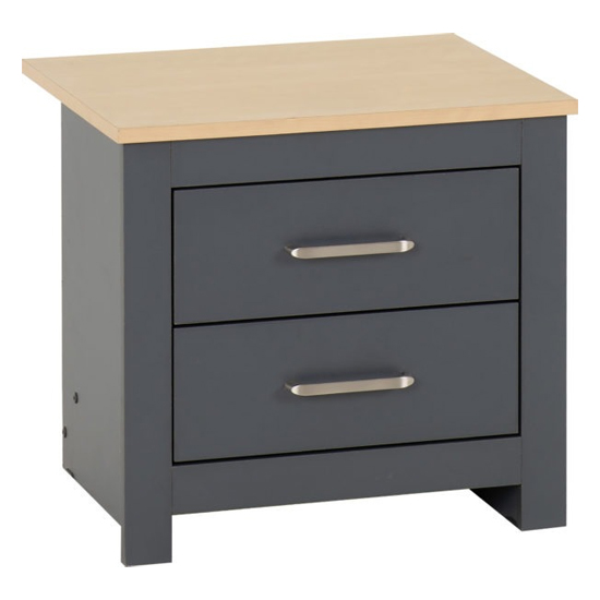 Parnu Wooden Bedside Cabinet With 2 Drawers In Grey And Oak