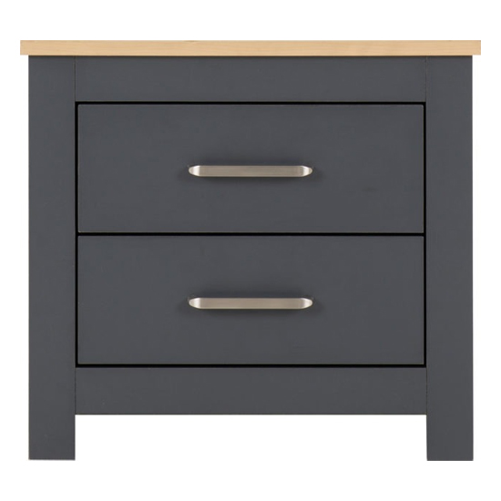 Parnu Wooden Bedside Cabinet With 2 Drawers In Grey And Oak