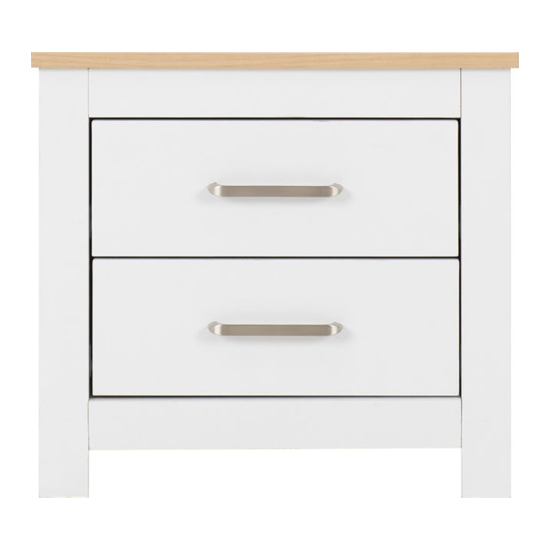 Parnu Wooden Bedside Cabinet With 2 Drawers In White And Oak