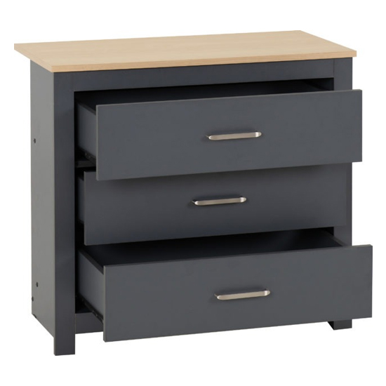Parnu Wooden Chest Of 3 Drawers In Grey And Oak