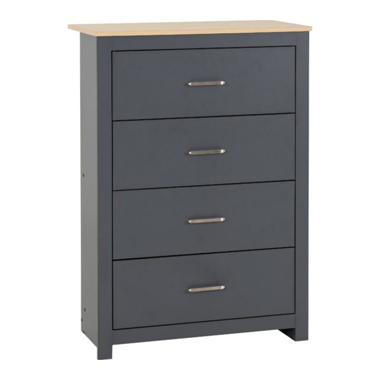 Parnu Wooden Chest Of 4 Drawers In Grey And Oak