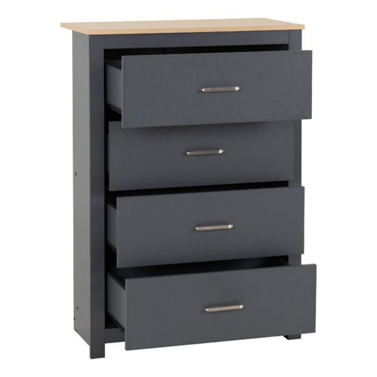 Parnu Wooden Chest Of 4 Drawers In Grey And Oak