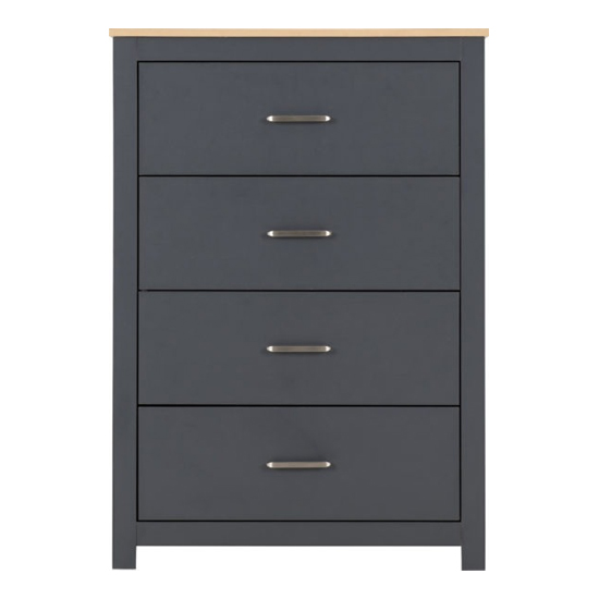 Parnu Wooden Chest Of 4 Drawers In Grey And Oak