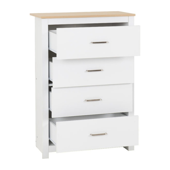 Parnu Wooden Chest Of 4 Drawers In White And Oak
