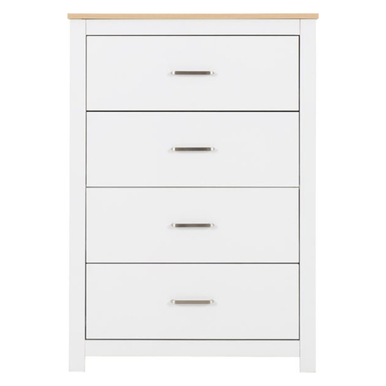 Parnu Wooden Chest Of 4 Drawers In White And Oak