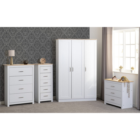 Parnu Wooden Chest Of 4 Drawers In White And Oak