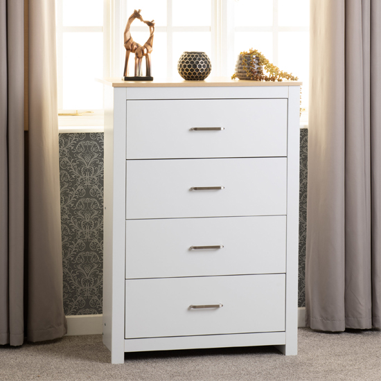 Read more about Parnu wooden chest of 4 drawers in white and oak
