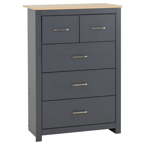 Parnu Wooden Chest Of 5 Drawers In Grey And Oak