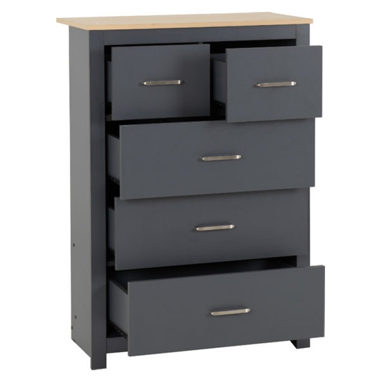 Parnu Wooden Chest Of 5 Drawers In Grey And Oak