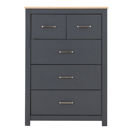 Parnu Wooden Chest Of 5 Drawers In Grey And Oak