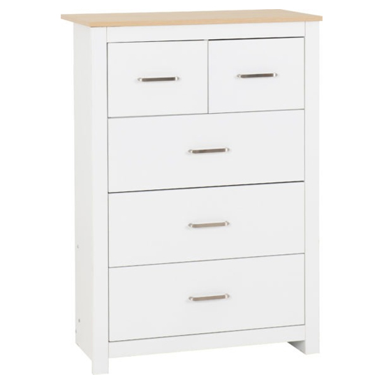 Parnu Wooden Chest Of 5 Drawers In White And Oak