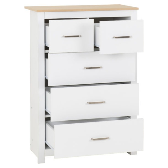 Parnu Wooden Chest Of 5 Drawers In White And Oak