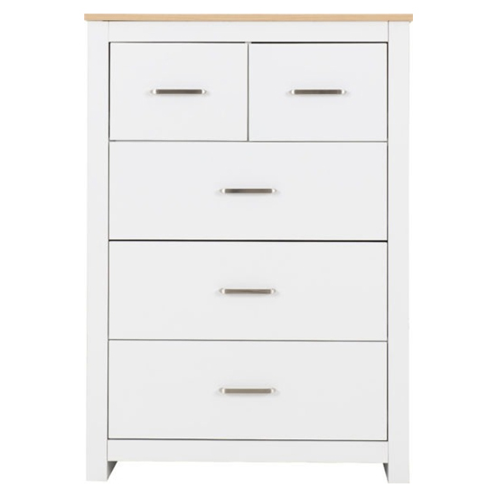 Parnu Wooden Chest Of 5 Drawers In White And Oak