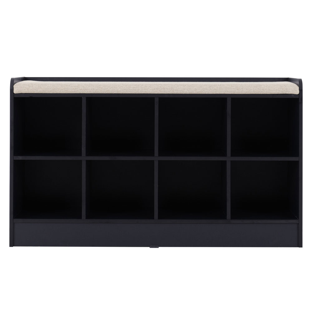 Parnu Wooden Shoe Storage Bench with Cream Fabric Seat in Navy Blue