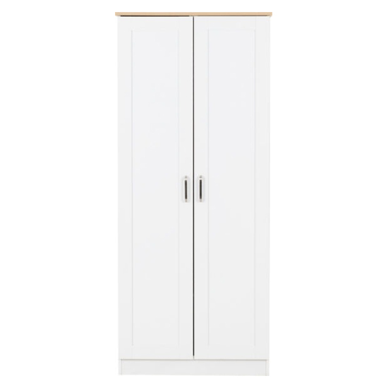Parnu Wooden Wardrobe With 2 Doors In White And Oak