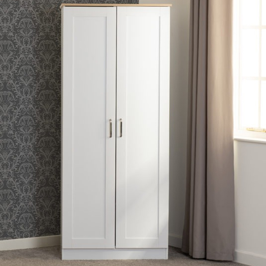 Read more about Parnu wooden wardrobe with 2 doors in white and oak